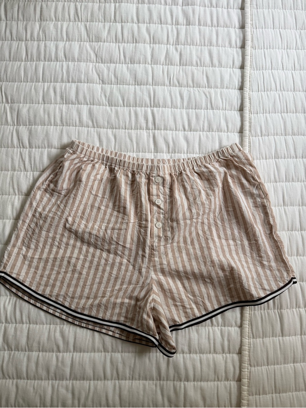 Old Navy Beige and White Striped Women's Lounge Shorts